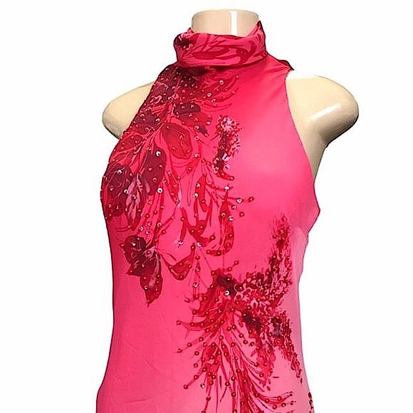 Donna Morgan Ombré Pink & Red Floral Gorgeous Gown Size M - Picture 3 of 13